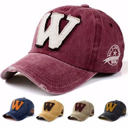 Letter W Embroidery Denim Washed Baseball Cap