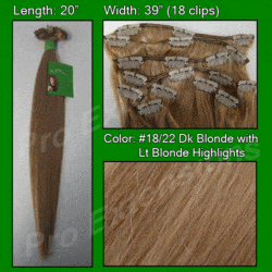 #18/22 Dark Blonde w/ Light Blonde Highlights – 20 inch