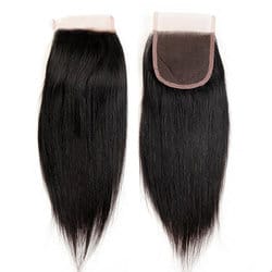 4*4 Brazilian Straight Hair Extensions Lace Closure 100% Human Virgin Hair For Women