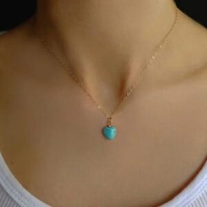 Turquoise Heart Pendant with Chain
