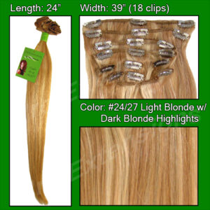 #24/27 Light Blonde w/ Dark Blonde Highlights – 24 inch Remy