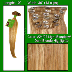 #24/27 Light Blonde w/ Dark Blonde Highlights – 10 inch