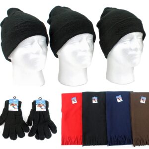 . Case of [180] Winter Beanie Hats, Gloves & Scarves – Solid Colors .