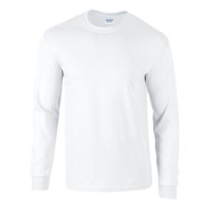 . Case of [12] Gildan Men’s Irregular Long-Sleeve T-Shirt – White, Large .