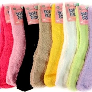 . Case of [72] Solid Color Ladies’ Fuzzy Socks Assorted .