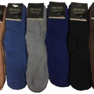 . Case of [72] Men’s Fuzzy Socks – Solid Colors, Size 9-13 .