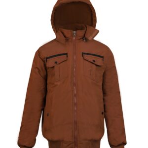 . Case of [12] Men’s Full Zip Jackets – S-XL, Brown, Detachable Hood .