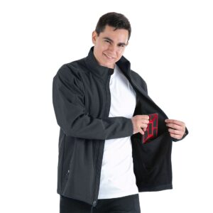 . Case of [12] Men’s Softshell Jackets – Dark Grey, Large .