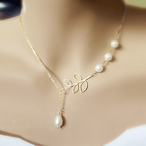 Pearls Of Joy Lariat Necklace In White Gold And Yellow Gold Plating - Image 4