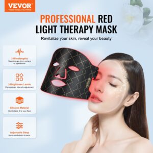 Red Light Therapy for Face, Red Light Therapy Mask with 3 Wavelengths and 3 Intensity Levels, LED Face Mask Light Therapy, Portable Facial Skin Care Device for Skin Health, Anti Aging Wrinkles